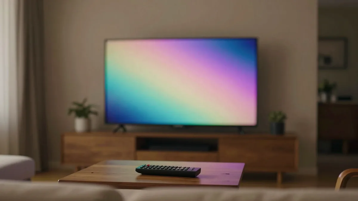 リビングのテレビでVODを楽しむ家庭の様子