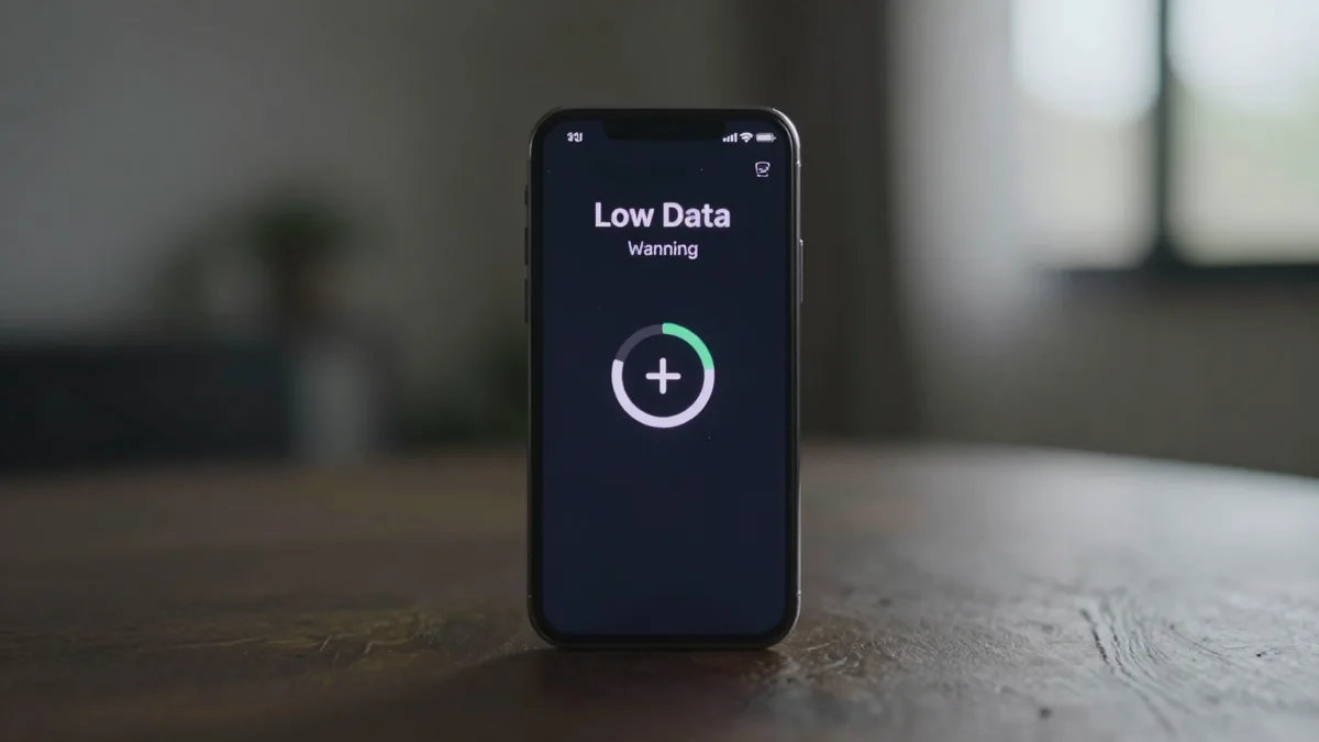 データ残量の警告が表示されたスマホ画面（ギガ不足のよくある失敗）