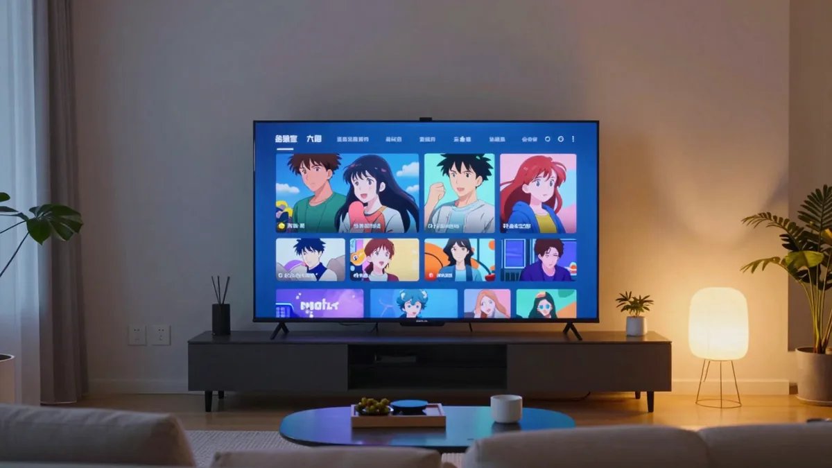 2026年夏アニメ 主要VOD比較イメージ（リビングでアニメをストリーミングするシーン）